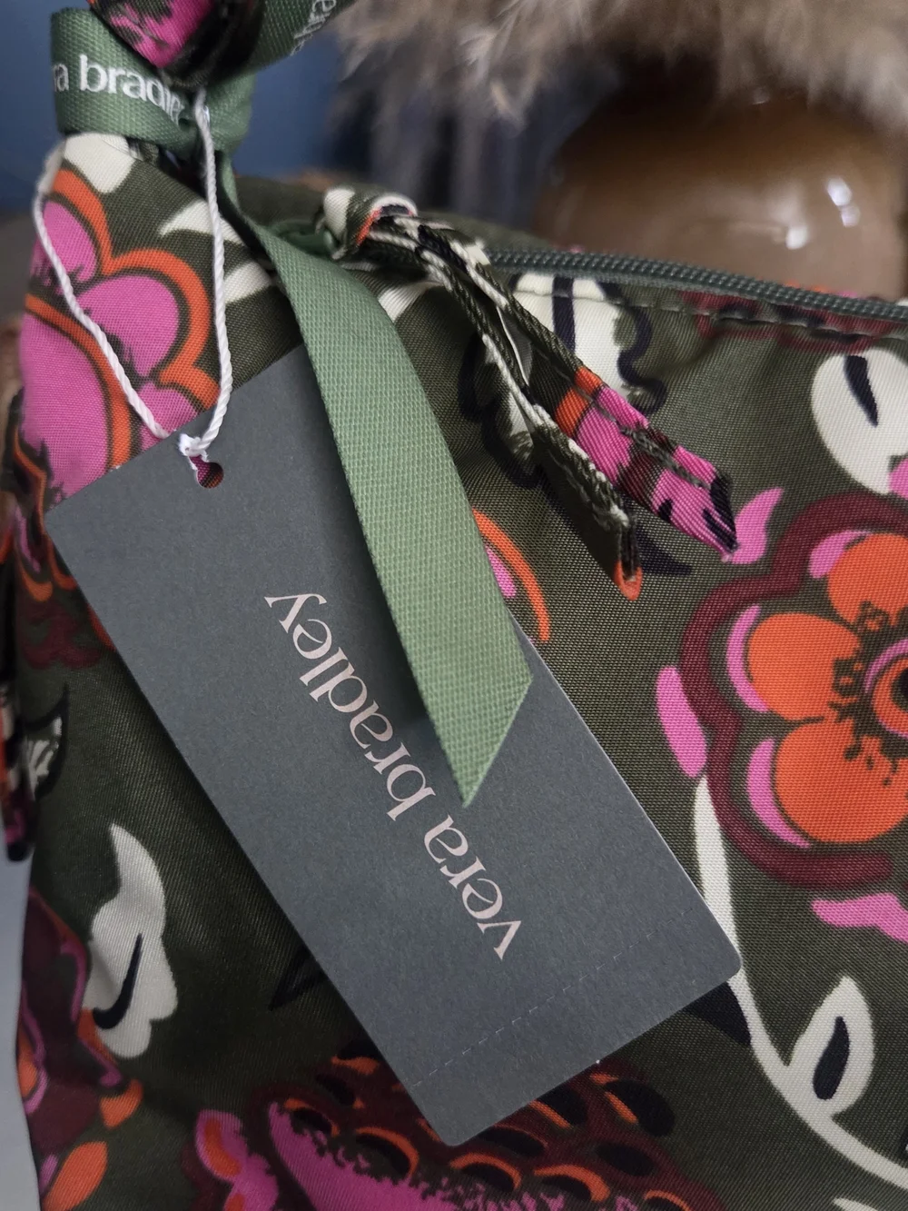 NWT Vera Bradley Crescent Shoulder Bag Bubbly Flowers Green MSRP $95